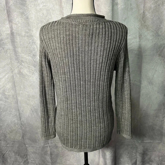 Bobbie Brooks Dark Gray Roll Collar Ribbed Long Sleeve Sweater - Medium - Picture 5 of 11